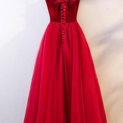 Red Sweetheart A-line Tulle Prom Dress,charming..