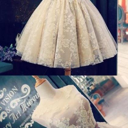 Sexy Homecoming Dress Scoop Lace Ivory Tulle..