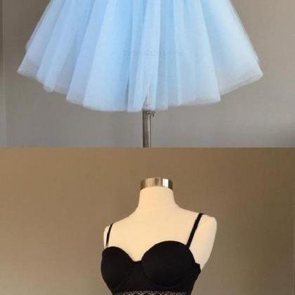 Two Pieces Blue Homecoming Dress A-line Simple..