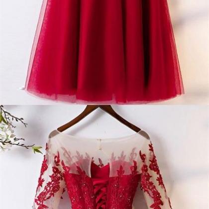 Red Prom Dress,tea Length Evening Dress, Wedding..