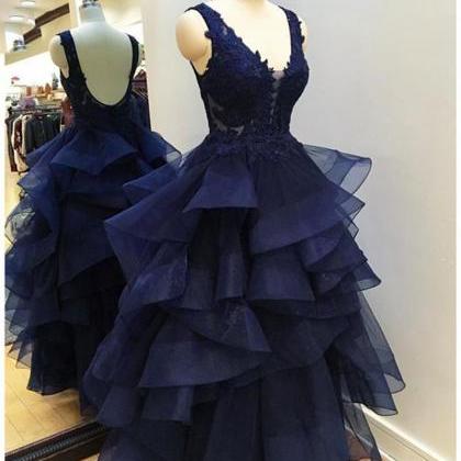 Navy Blue Sweet Sixteen Prom Dress Quinceanera..