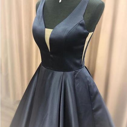 Simple A Line Navy Blue Prom Dresses Long,simple A..