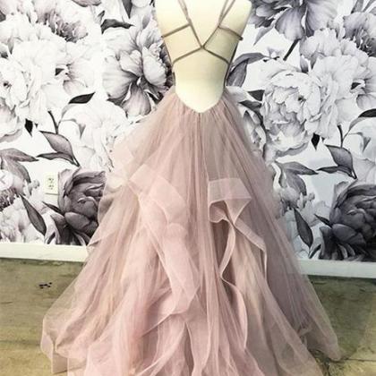 Gorgeous A Line Pink Prom Dresses Long V Neck..