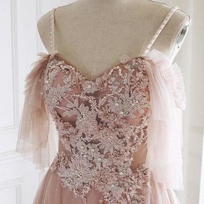 Pink Long Prom Dresses Spaghetti St..