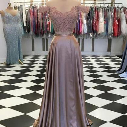 Two Piece Champagne Long Prom Dresses Off The..