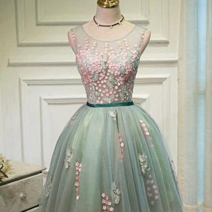 Green Tulle Homecoming Dress Lace Party Homecoming..