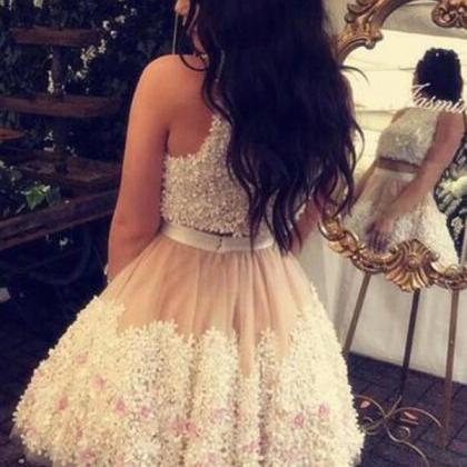 Prom Dress Short,two Pieces Lace Prom Dress,lace..