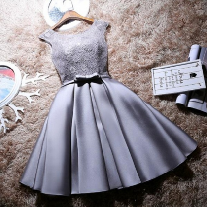 Grey Homecoming Dress, Sleeveless Homecoming..