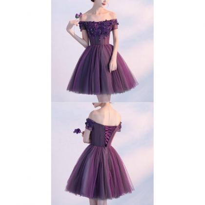 Purple Homecoming Dresses, Lace Homecoming Dresses
