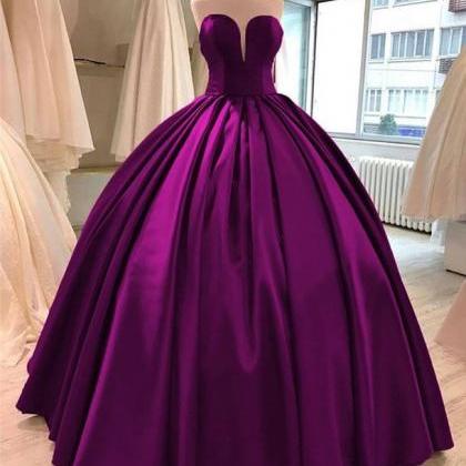 Elegant Ball Gown Purple Prom Dresses,long Formal..