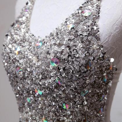 Sparkly Halter High-low Sequins Prom Dress Tulle..