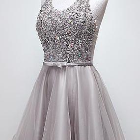 Sparkly Halter High-low Sequins Prom Dress Tulle..