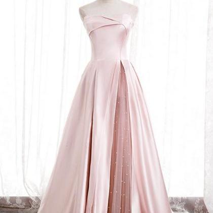 Real Picture Pink Satin Long Prom Dress Corset..