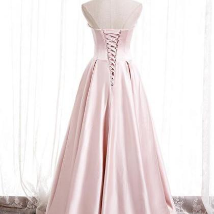 Real Picture Pink Satin Long Prom Dress Corset..