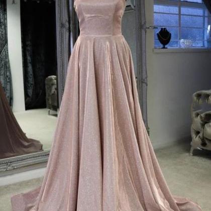 Simple Pink Satin Open Back Long A Line Customize..