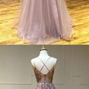 Pink Tulle Lace A Line Open Back Long Sweet 16..