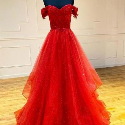 Burgundy Tulle Lace Short Sleeves Prom Dress Sweet..