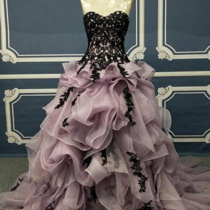 Ruffles Sweetheart Orgaza Blue Pleats Prom Dress