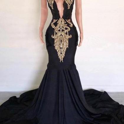 Black Satin Long Mermaid Dress Customize Long Prom..
