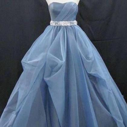Blue Tulle A Line Strapless Long Dress Sweet 16..
