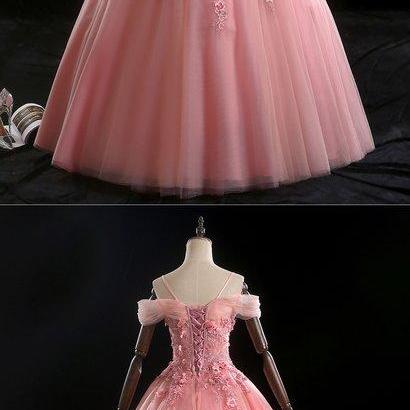 Sweetheart Neck Pink Tulle Spaghetti Straps A Line..
