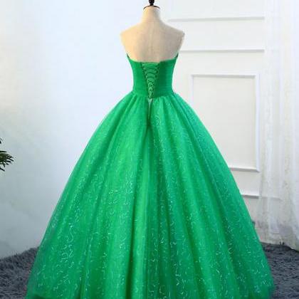 Strapless Green Sequins Tulle Long ..