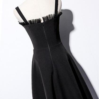 Cute Black Satin Short Custom Size Prom Dress,..