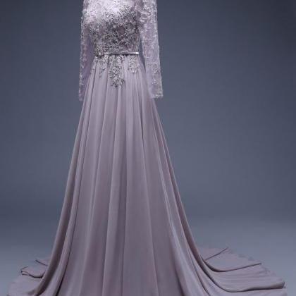 Light Purple Tulle A Line Lace Formal Prom Dress,..