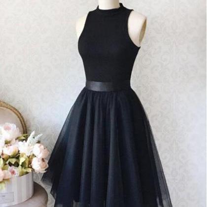 A Line Black Short Prom Dresses,black Homecoming..