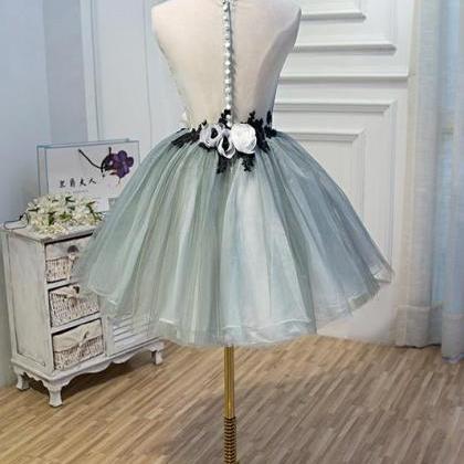 Simple Scoop Necking Short Lace Tulle Homecoming..
