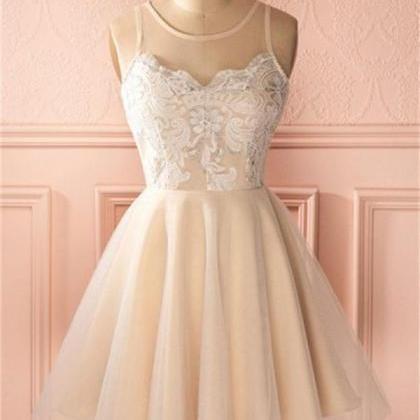 Beauty Short Simple Lace Tulle Homecoming Dresses..