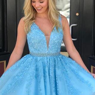 Light Blue Lace Beading Tulle Backless Pretty..