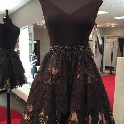 Black Lace Homecoming Dressesmodest Short Prom..