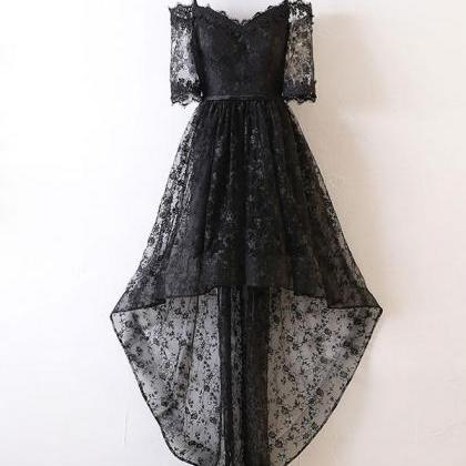 Black High Low Lace Prom Dress,black Homecoming..