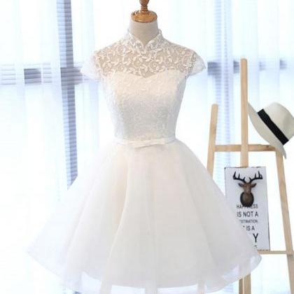 Cute White Lace Short Prom Dress,white Homecoming..