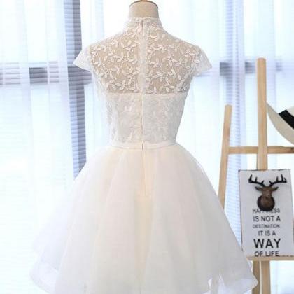 Cute White Lace Short Prom Dress,white Homecoming..