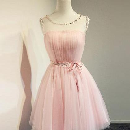 Cute A Line Pink Tulle Short Prom Dress,homecoming..