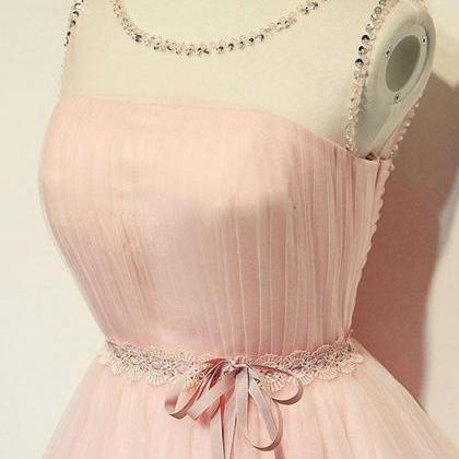 Pink Tulle A-line Sweetheart Neck Homecoming Dresses, Short Prom Dress, PH380