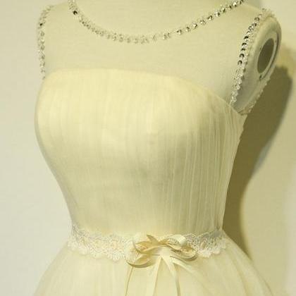 Cute A Line Champagne Tulle Short Prom..