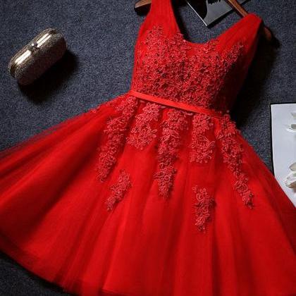 Cute A Line Tulle Lace Short Prom Dress,homecoming..