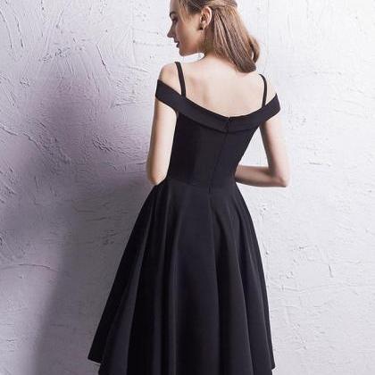 Simple Black Chiffon Short Prom Dress,homecoming..