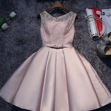 Cute Pink Lace Short Prom Dress,homecoming Dress