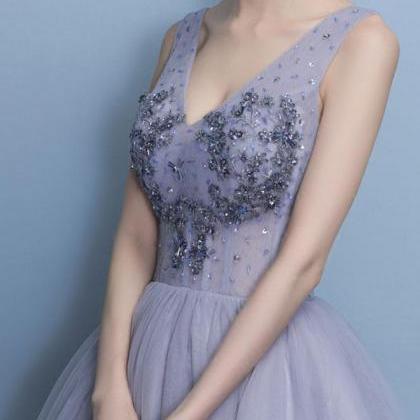 Cute Tulle Lace V Neck Short Prom Dress,homecoming..