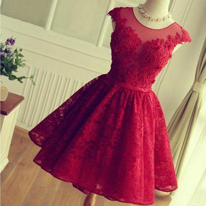 Cute A Line Lace High Low Prom Dress,homecoming..