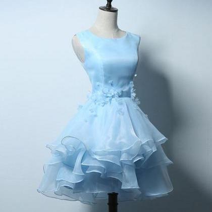 Cute Blue A Line Short Prom Dress,blue Evening..