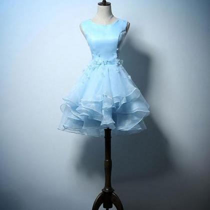 Cute Blue A Line Short Prom Dress,blue Evening..