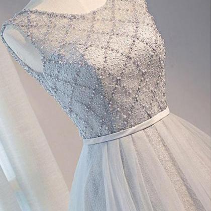 Gray Tulle Beads Short Prom Dress,gray Homecoming..