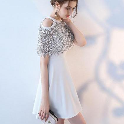 White Cute Lace Short Prom Dress,white Evening..