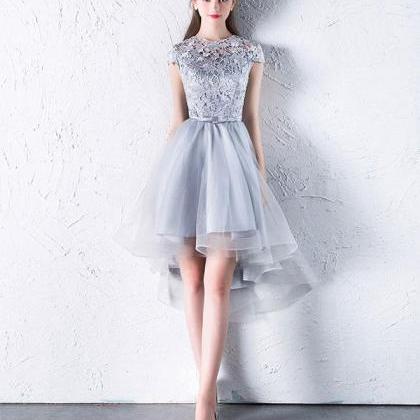 Gray Lace Tulle Short Prom Dress,gray Homecoming..