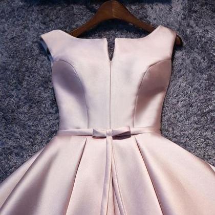 Simple Pink A Line Satin Short Prom..
